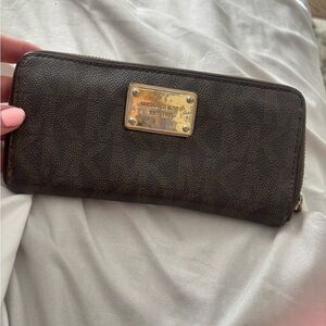 Michael Kors Dark Brown Wallet with Gold Accents